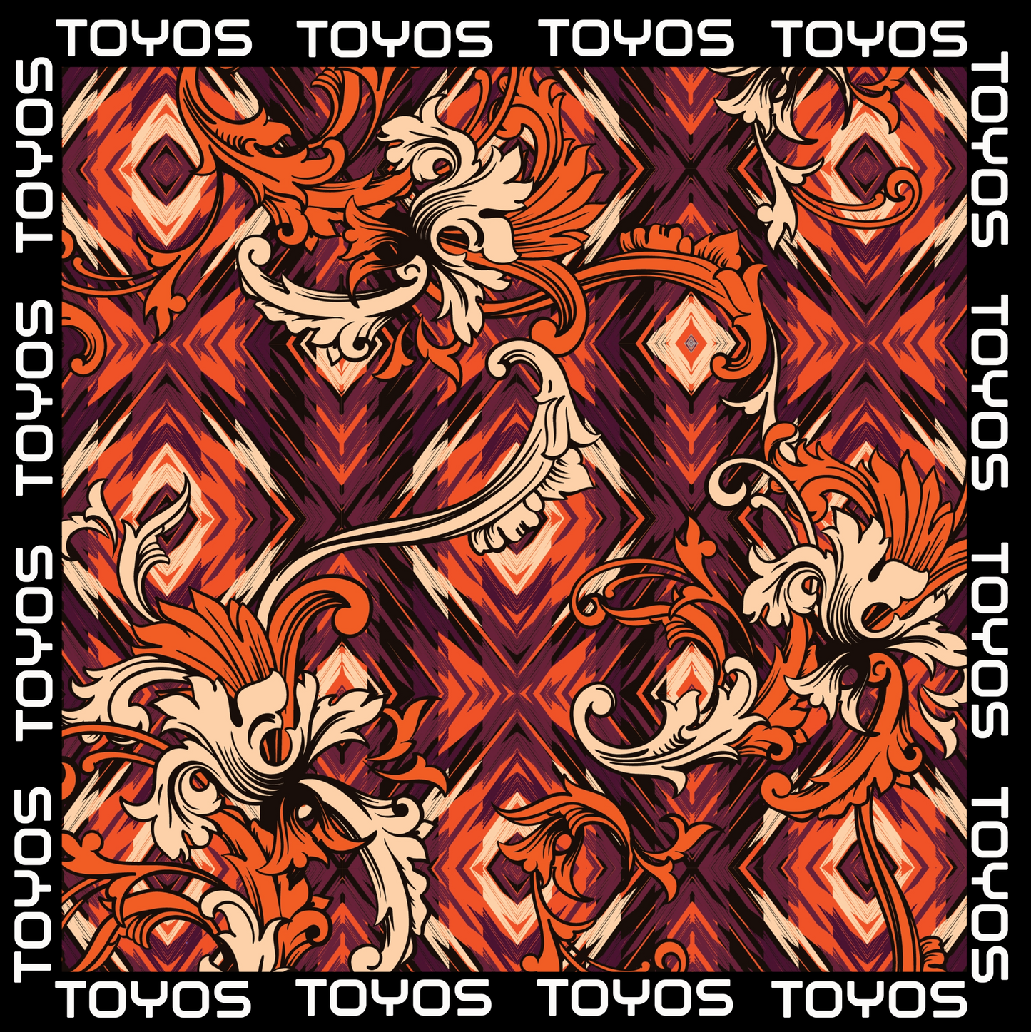 Retro Motifs Silk Scarf